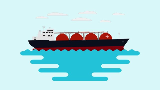 LNG Tanker Ship Carrier Vessel Animation at Sea Liquefied Natural Gas Transport Global Energy Maritime Shipping