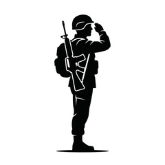 Fototapeta premium Soldier Saluting Silhouette