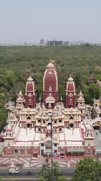 Vertical Aerial View of Birla Mandir Lakshmi Narayan Temple Delhi India