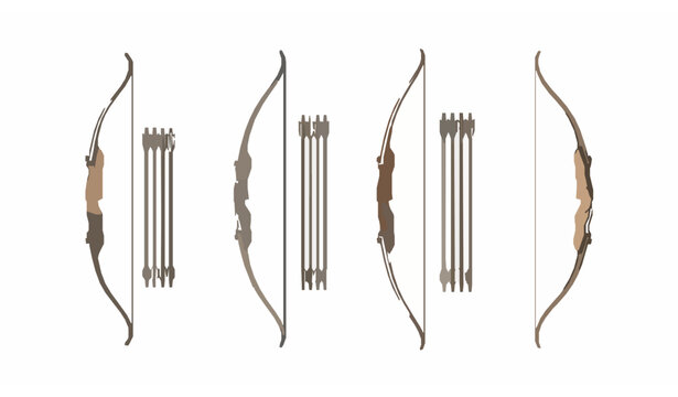 Archery bows and arrows vector set recurve longbow compound bow collection