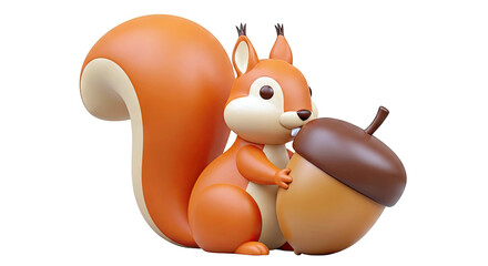 Naklejka premium Cute 3D Squirrel Holding a Large Acorn