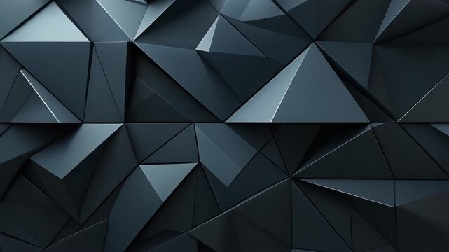 Geometric 3d abstract design with dark metallic triangular panels