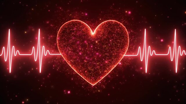 A luminous heart surrounded by a cosmic heartbeat pattern in deep space.