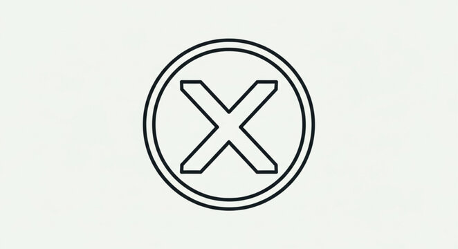 Symbolic X Mark Encased in a Circular Outline Design.