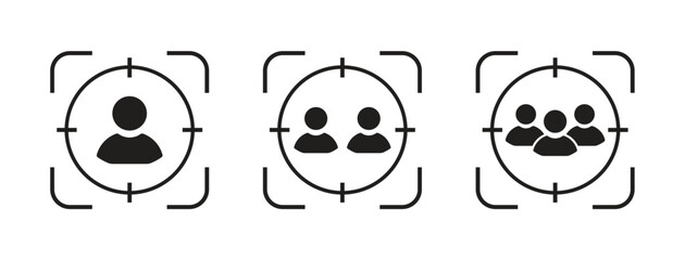 Fototapeta premium User targeting icons set, single user, group and audience selection symbols