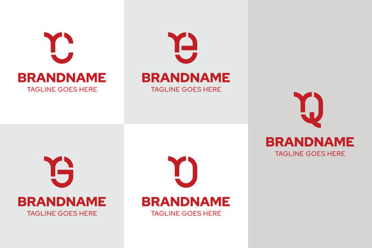 Letters YC YE YG YO YQ Logo Monogram Set, for CY EY GY OY QY Initials