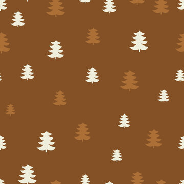 Seamless Christmas Winter Pattern with Trees Snowflakes and Festive Elements