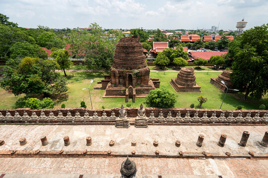 Wat Yai Chai Mongkol in Ayudhaya, thailand The main stupa, or chedi, at a national historic place