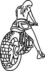 Fototapeta premium Silhouette of a woman riding a motorcycle, emphasizing freedom and adventure