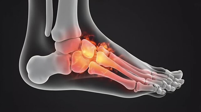 Detailed Foot Joint Anatomy With Arthritis Visualization.