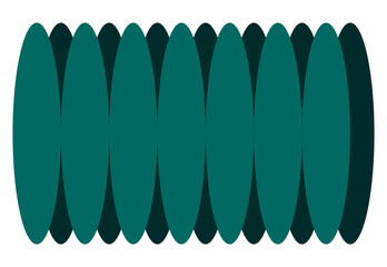 Fototapeta premium A minimalist illustration decoration shape of a sequence of green. vertical oval shapes. The ovals are arranged in a precise, overlapping horizontal row for art graphic decorative elements