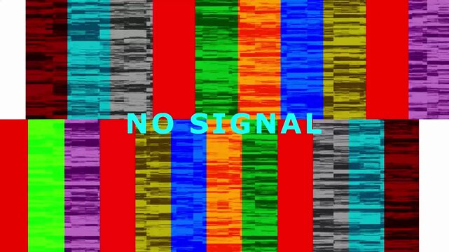 No signal glitch screen. Vintage television signal error display. No signal glitch effect for bad tv signal.