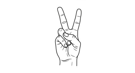 Fototapeta premium Hand gesture depicting the peace sign or victory symbol.