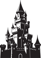 Obraz premium Black medieval castle vector silhouette