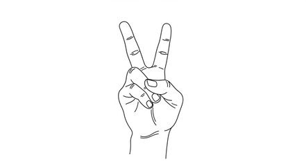 Fototapeta premium Hand gesture displaying the peace or victory sign in black and white.