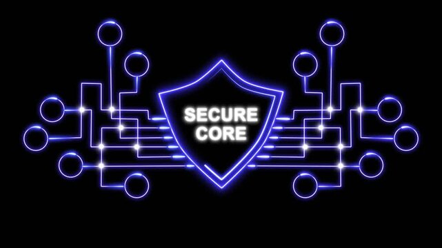 Secure Core Digital Shield 3D Illustration