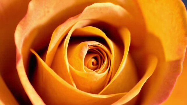 Vibrant orange rose petals in a beautiful spiral pattern close-up