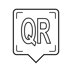 Obraz premium qr code frame in speech bubble shape with clean line icon design, modern scan me style for mobile phone scanning, app interface, website, business and digital use
