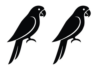 Obraz premium Parrot Silhouette Icons for Tropical Bird Sanctuary Branding, Exotic Pet Shop Graphics, and Jungle Wildlife Conservation Identity