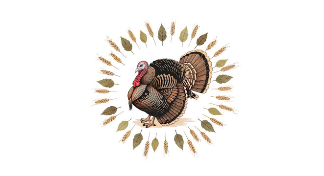 Colorful Turkey Bird Main Subject Only.