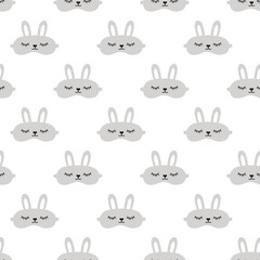 Obraz premium Seamless Pattern. Rabbit night Mask for dreaming. Vector flat iilustration.