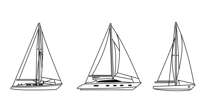Sailing boats with triangular sails.
