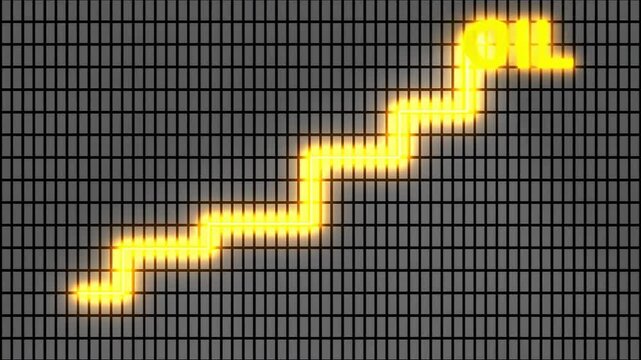 Financial data analysis concept with glowing oil graph on matrix.