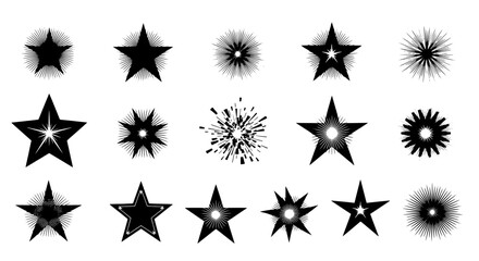Obraz premium Stars set with black and white explosion effects and starburst textures featuring star, graphic, design with icons and collection elements for