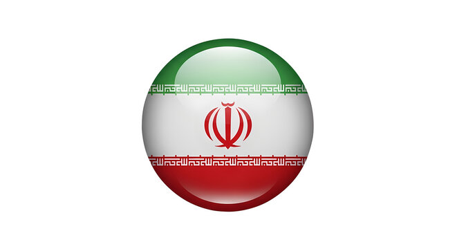 Iran flag on a sphere isolated on transparent background