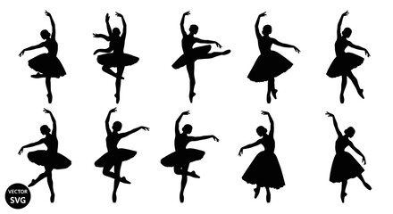 Ballet Dancer Silhouettes: Elegant Poses Collection © wati