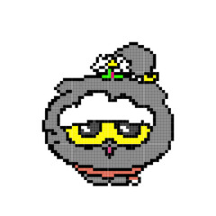 Fototapeta premium Cute Pixel Art Cat Character with Flower Hat