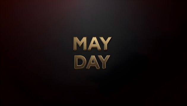 A dramatic gold May Day sign on a dark background