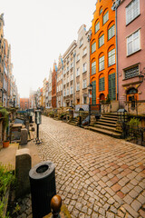 Gdansk with Motlawa river in Poland. Old town colourful house with church and Mariacka street © Zedspider