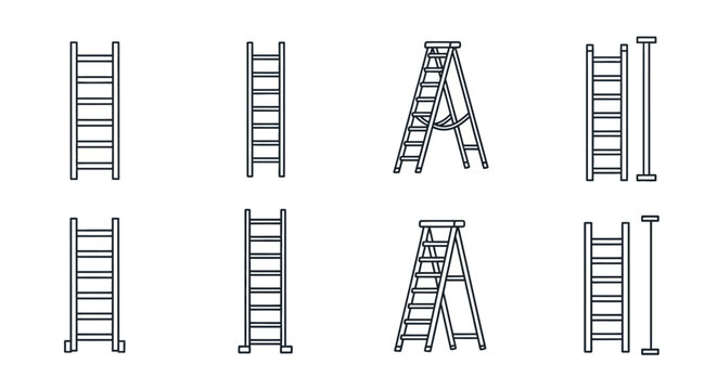 Collection of various ladder types.