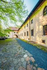 Medieval monastery Cerveny Klastor near Peak Tri Koruny or Trzy Korony in Pieniny National park in Slovakia and Poland © Zedspider