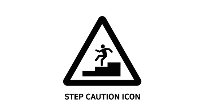 Caution Step Warning Sign Icon Symbol.