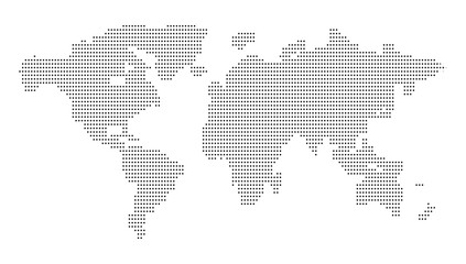 Fototapeta premium Dotted World Map and Global Network Communication Vector Icon Set