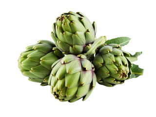 Fototapeta premium Fresh artichokes closeup food vegetable isolated on a transparent background