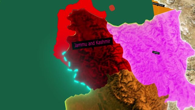 India and Pakistan Border Military Tension Map Animation: Line of Control Highly Militarized Zone