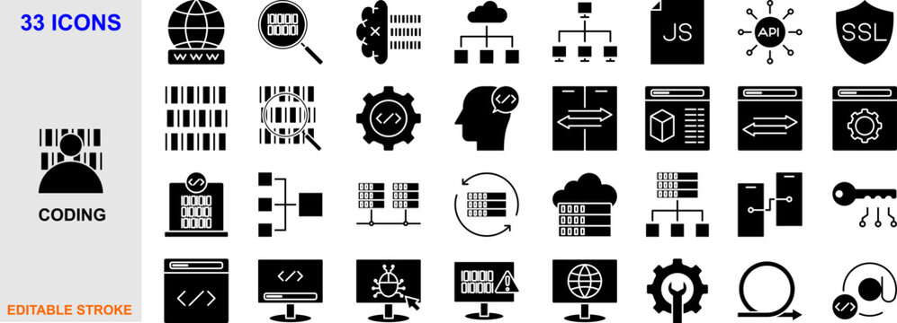 Coding Line Icons for Software and Web Development