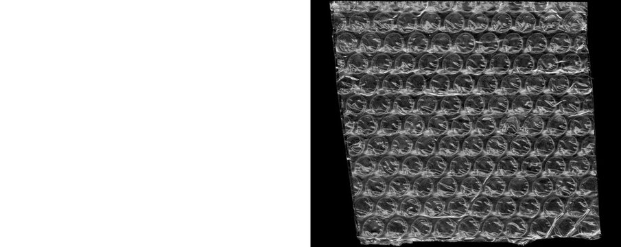 Square sheet of bubble wrap material isolated on transparent background.