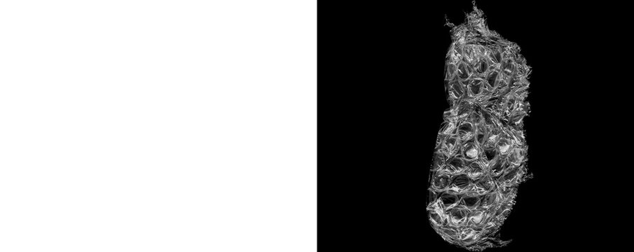 Compressed bubble wrap on transparent and black backgrounds.