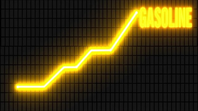 Financial data analysis concept with glowing gasoline graph on matrix.