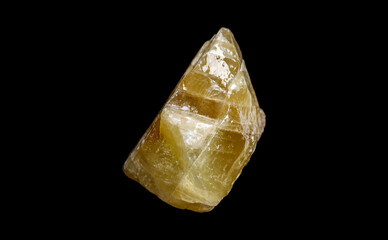 Natural Yellow Calcite Crystal Mineral Specimen Isolated on Black