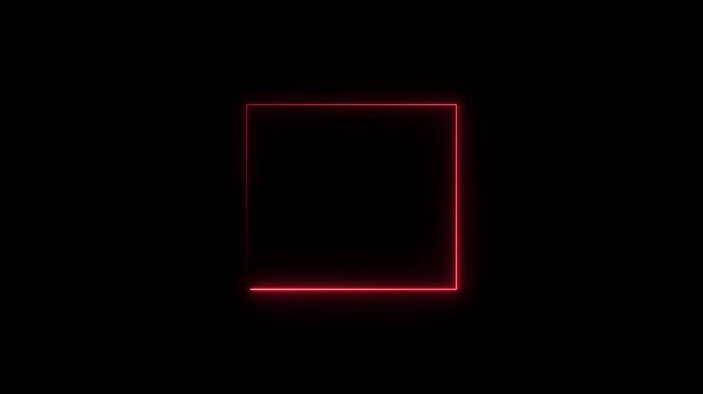 Neon red square light moving animation with glow effect loop motion graphic on black background.