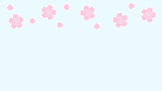 可愛い桜の花と花びらが舞い散る背景