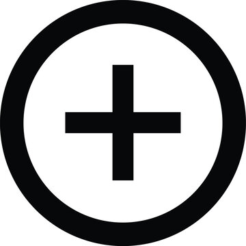 Minimalist plus sign in circle icon vector