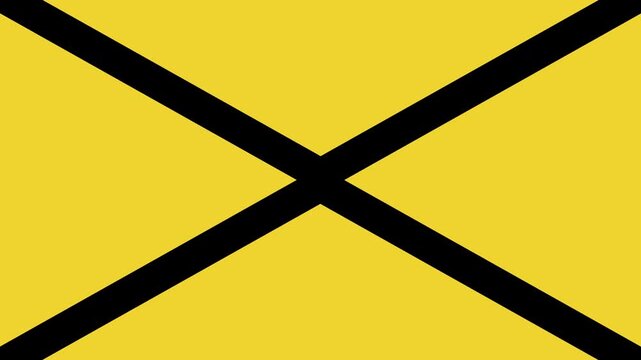 黄色のX形クロックワイプ・トランジション（透過背景・最後1秒はカット）