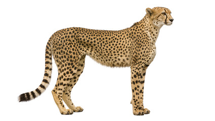 Graceful adult cheetah with striking spotted fur standing majestically in profile view © Gael