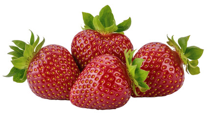 Delicious ripe red strawberries with vibrant green leaves, a fresh and healthy fruit snack © Elvin